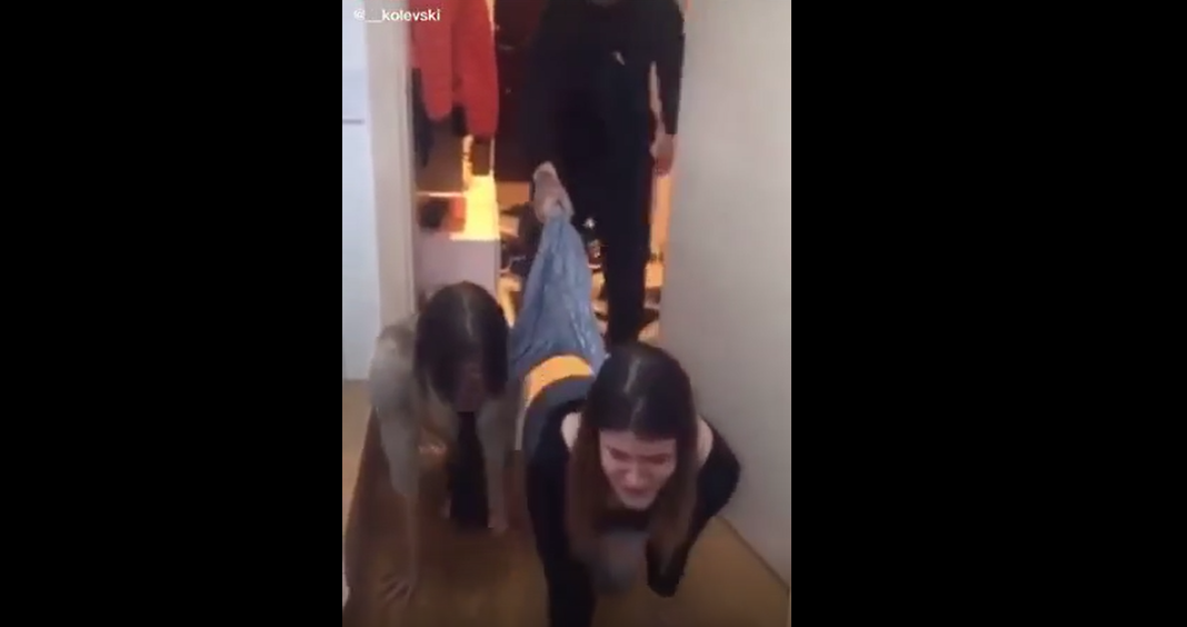 Македонскиот Јутјубер врзал две девојки и ги шета како кучки