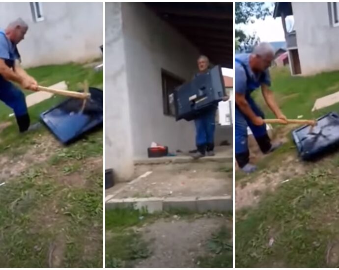 Одличен потег: Поради вестите од Корона го искрши телевизирот со копач