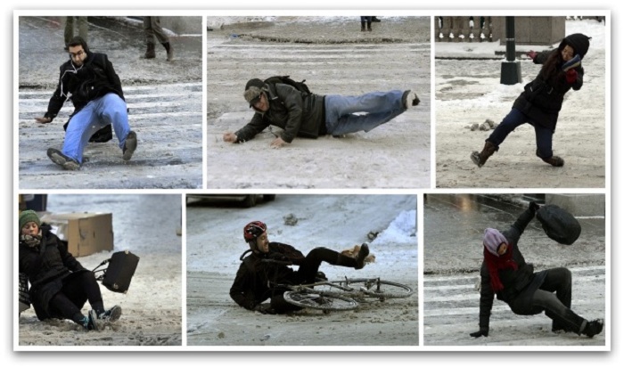 Oтштета ако се повредите при паѓање на снег или мраз на неисчистени улици или тротоари?