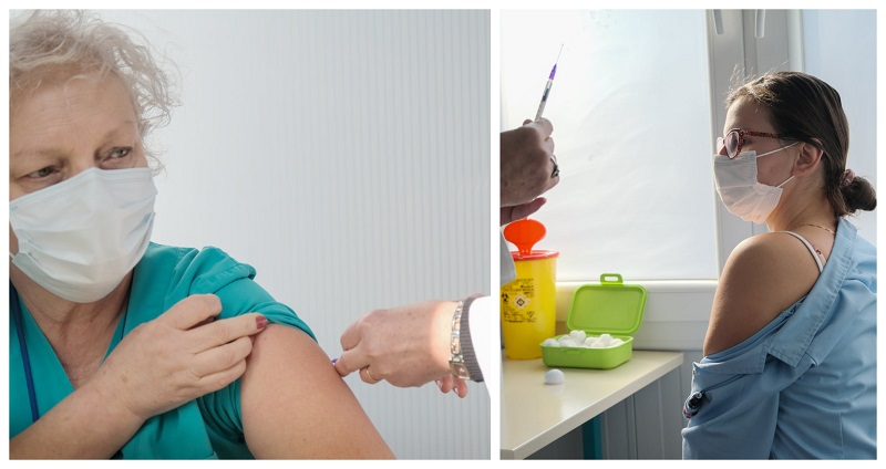 Докторката Јовановска и главната сестра Темелковска од Инфективна први примија вакцина