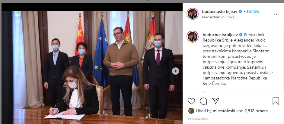 Потпишано: Доаѓаат два милиони кинески вакцини во Србија (Фото+Видео)