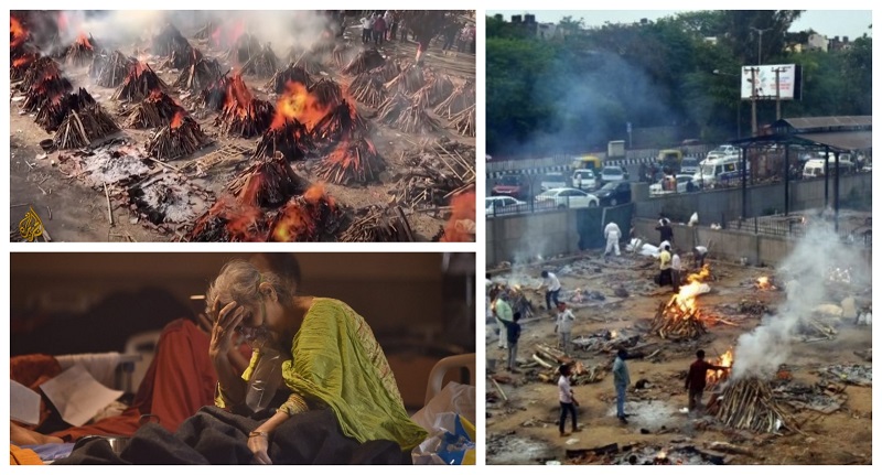 Апокалипса во Индија: 3.293 пoчинaти за 24 часа, се купува кислород по цена на злато, се кремираат луѓе на паркинг (Видео)