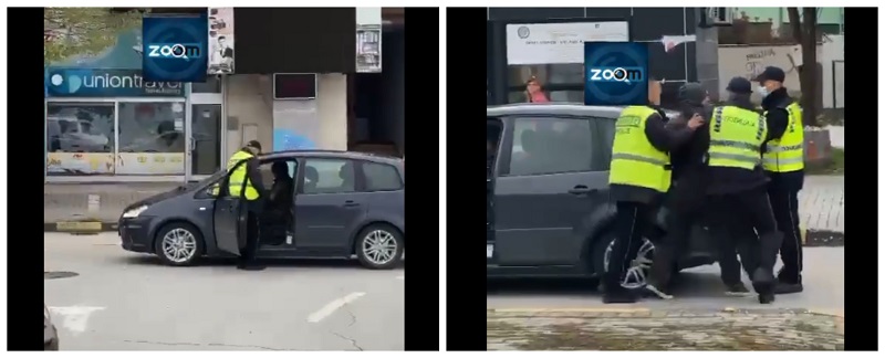Полицаец трчаше по автомобил за да го застане, откако гостиварец се обиде да му избега (Видео)