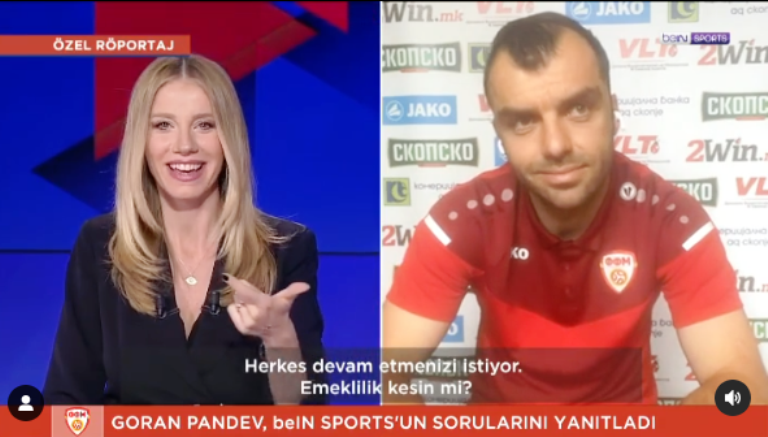 Tурска новинарка од познатиот спортски сервис “Беин спортс” му прави интервју на македонски јазик на Горан Пандев (Видео)