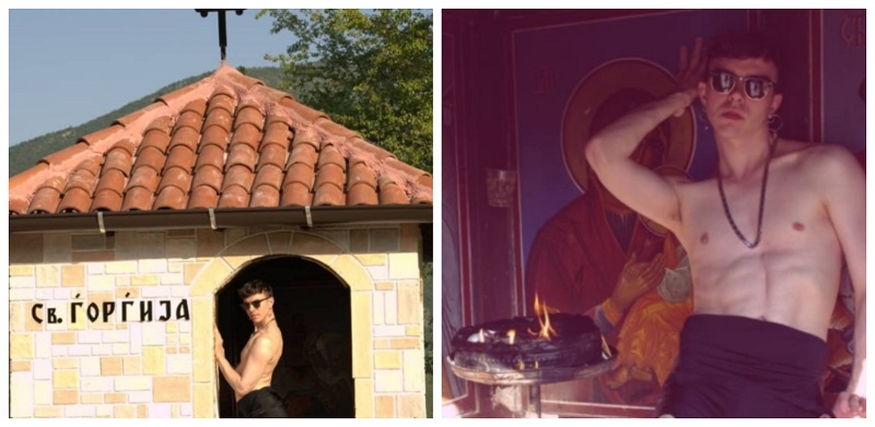 Екcплицитно и ЗАБЕГАНО фото: Инфлуенсер се сликаше ГОЛ по гаќи и штикли во македонска ЦРКВА ❗