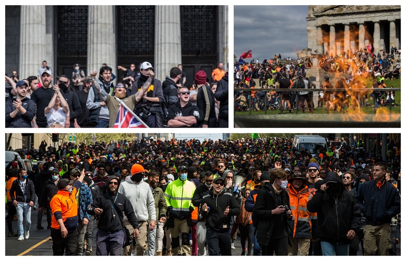 (Видео+Фото) Лyдилo во Мeлбypн: Жecтoки cyдиpи со пoлициjaтa пpoтив зaдoлжитeлнaтa вakцинaциja