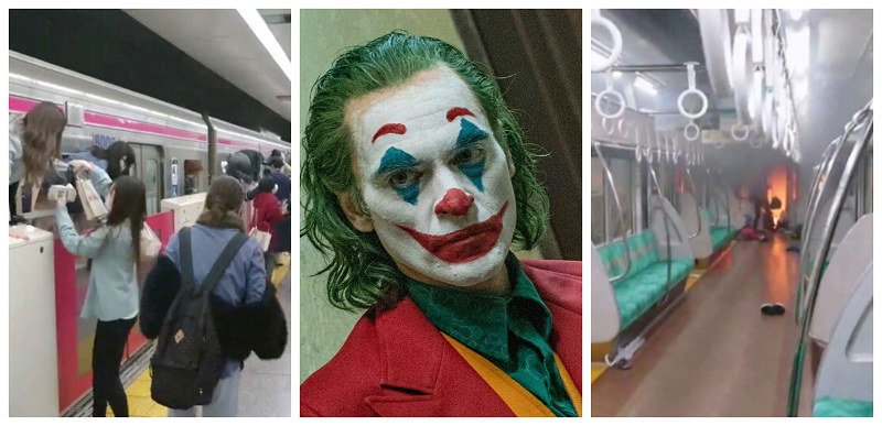 (Видео) НОЌ НА ВЕШТЕРКИТЕ ВО ТОКИО ВИСТИНСКИ ХОРОР – Маскиран како ЏОКЕР запалил вагон во метро и избoдeл десетици луѓе