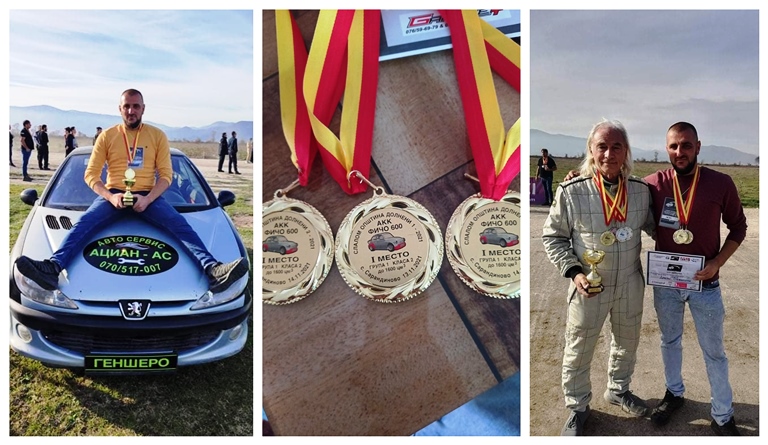 Три злата и едно сребро: Драган Стефаноски прв пат возеше трка и направи растур на Државниот шампионат во авто слалом (Фото)