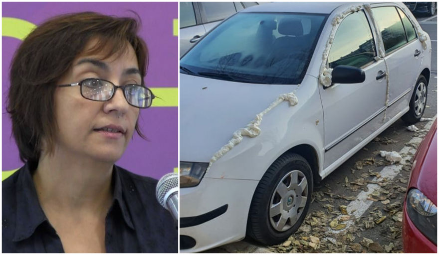 Со ПУР ПЕНА „затворен“ автомобилот на претседателката на Советот на Град Скопје Љубица Јанчева: Не сме животни, ова е варварски чин!