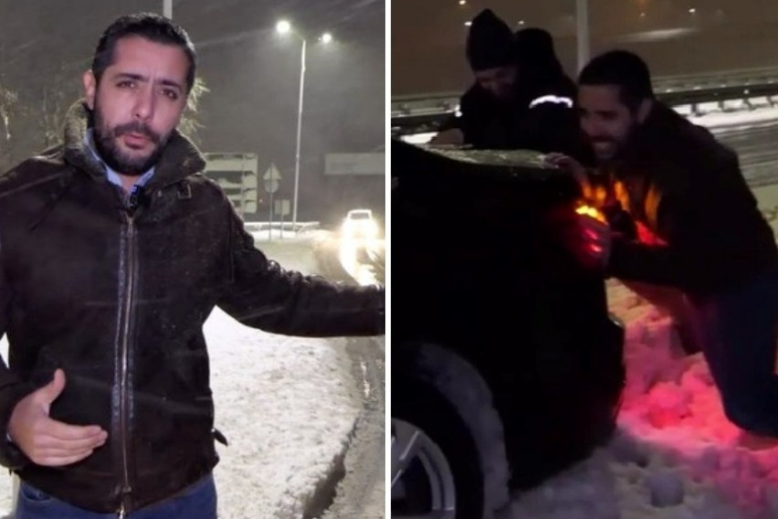 Министер за транспорт се пофалил дека ПАТИШТАТА се ЧИСТИ – па го БУТКАШЕ АВТОМОБИЛОТ за да го извади од снег (ВИДЕО)