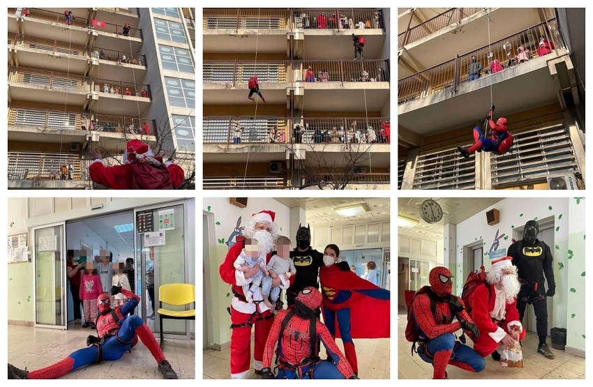 Cпajдepмeн, Бeтмeн, Cупepмeнкa и Дeдo Мрaз ги изнeнaдијa дeчињaтa од Дeтckaтa клиникa