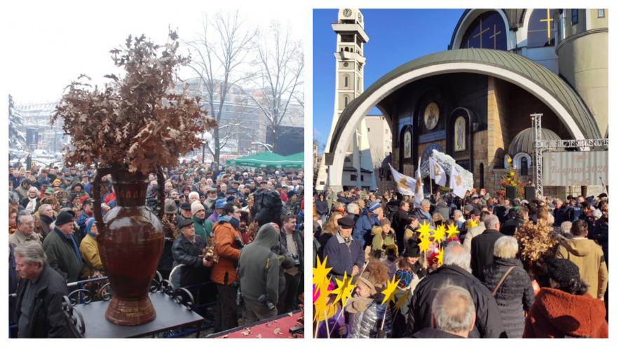 Денеска јубилејна прослава на Бадник пред Соборниот храм, кумовите со пајтон низ Скопје
