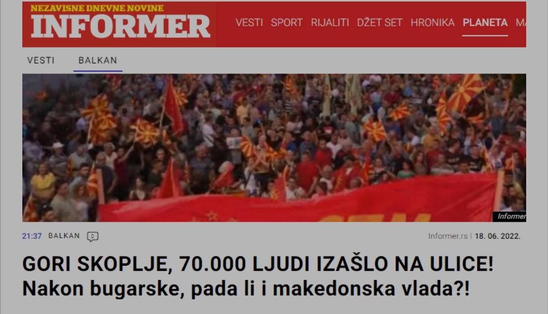 Српски информер: 70.000 граѓани излегоа на улица – паѓа ли македонската влада?