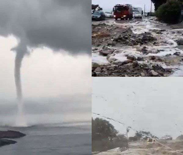 (Видео) АПОКАЛИПТИЧНИ СЦЕНИ ВО ГРЦИЈА – Торнадо кое ќе ви ја заледи крвта, пола земја под вода!
