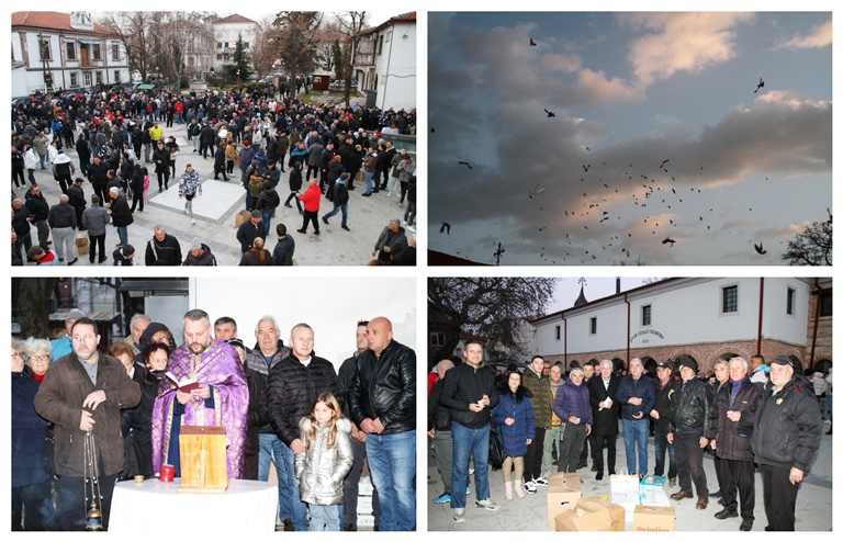 Стотици верници од утрово ги исполнија дворовите на црковните храмови во Прилеп: Со пуштање гулаби најавено осветувањето на водите (Фото галерија)