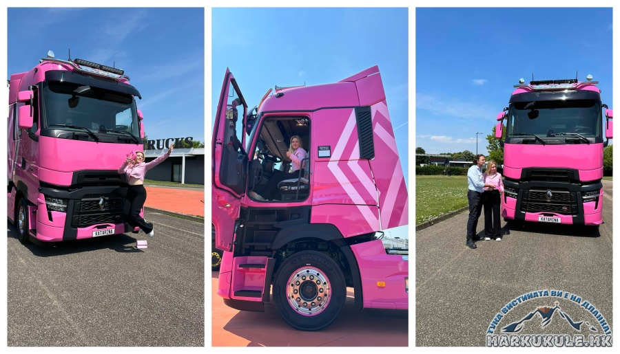 Прилепски камион е хит низ Европа – Го управува 25-годишна девојка, која ги освојува сите погледи (ФОТО)