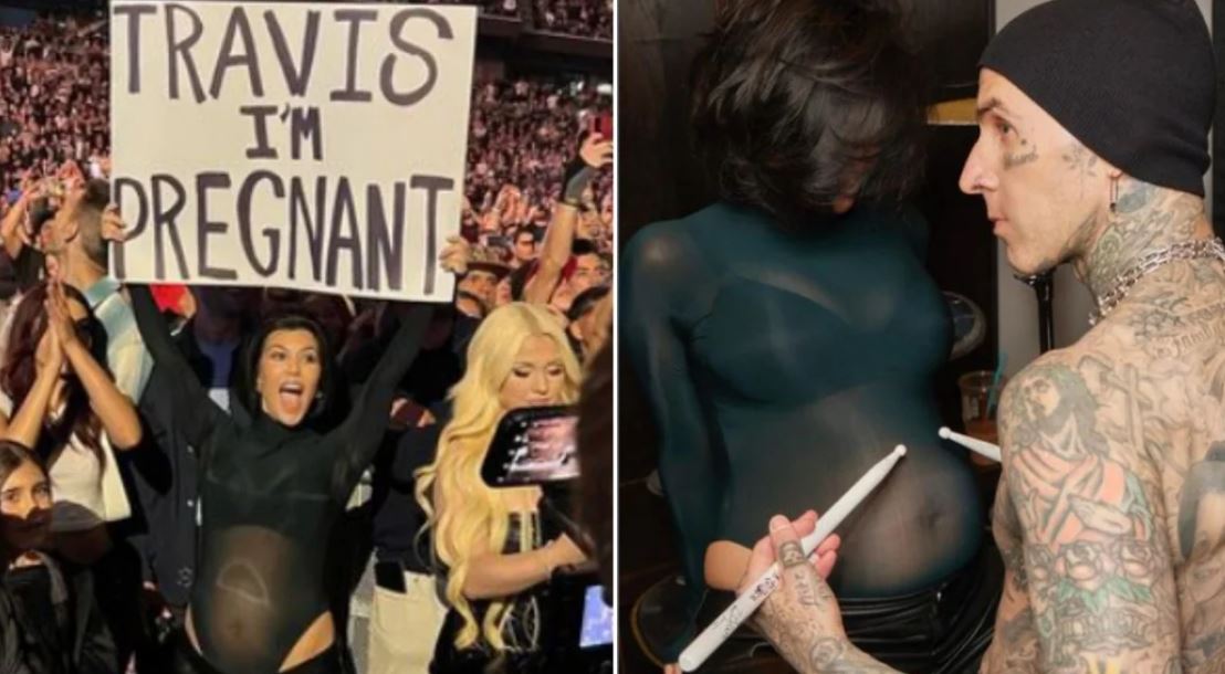 ВИДЕО: Публиката во шок, Кортни Кардашијан извади транспарент среде концерт и соопшти дека е бремена