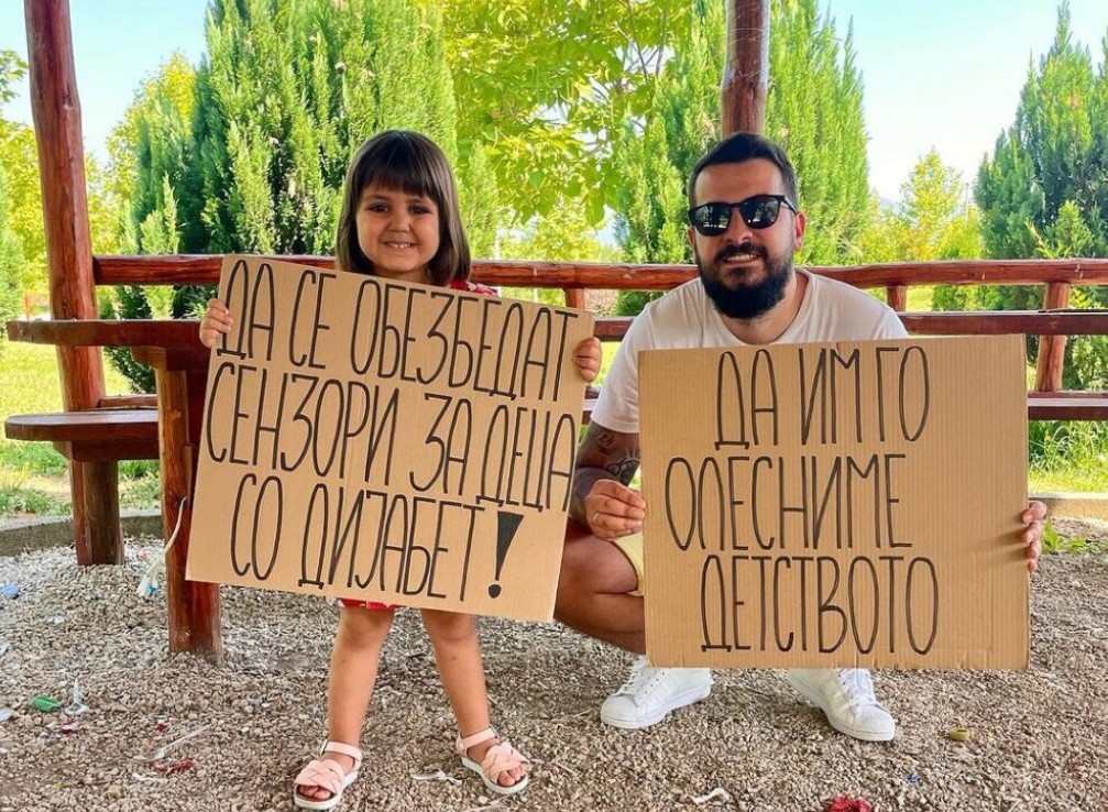 Бомбакис и малата Бисера од под летниковец испратија порака: Да се обезбедат сензори за деца со дијабет