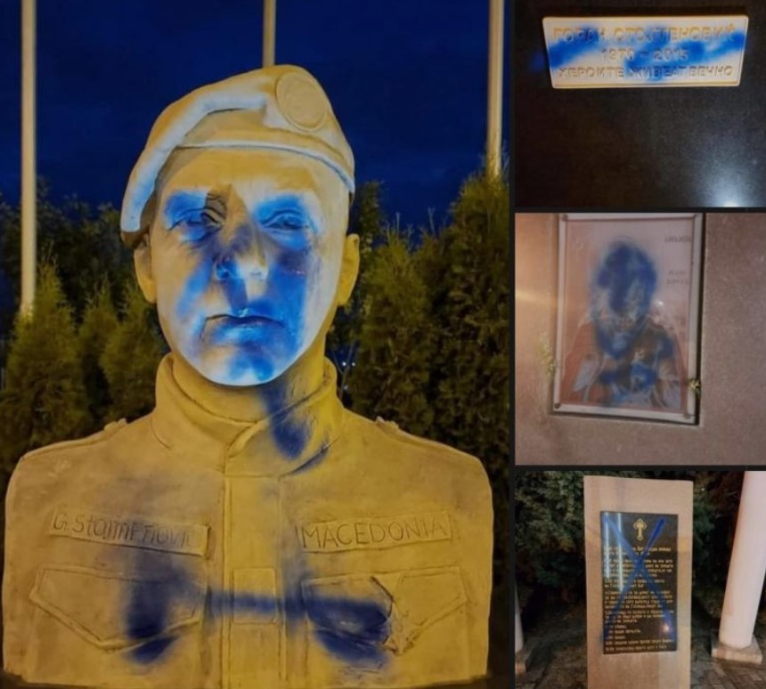 Вандализиран споменик на специјалец на МВР кој загина во ,,Диво Насеље” (Фото)