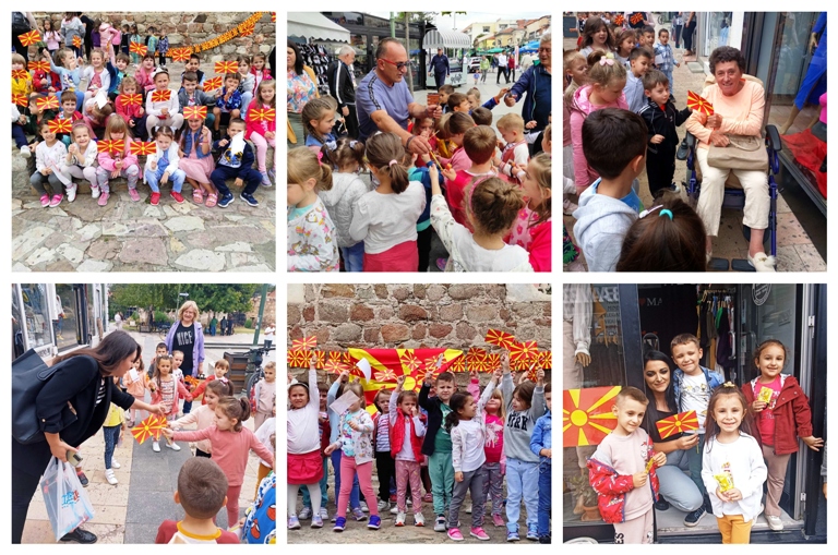 Извикуваа “Македонија, Македонија…” и делеа знаменца, дечињата од прилепските градинки како никој досега го одбележаа Денот на независноста (Фото галерија)