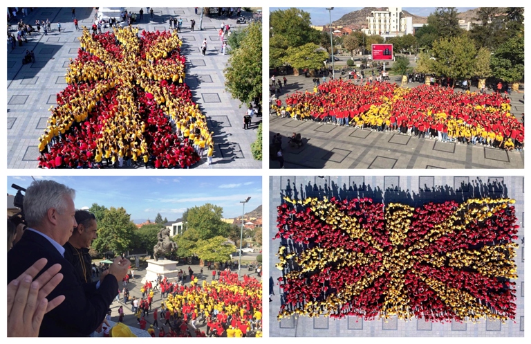 После 6 години, 1200 ученици од Прилеп повторно го формираа македонското знаме