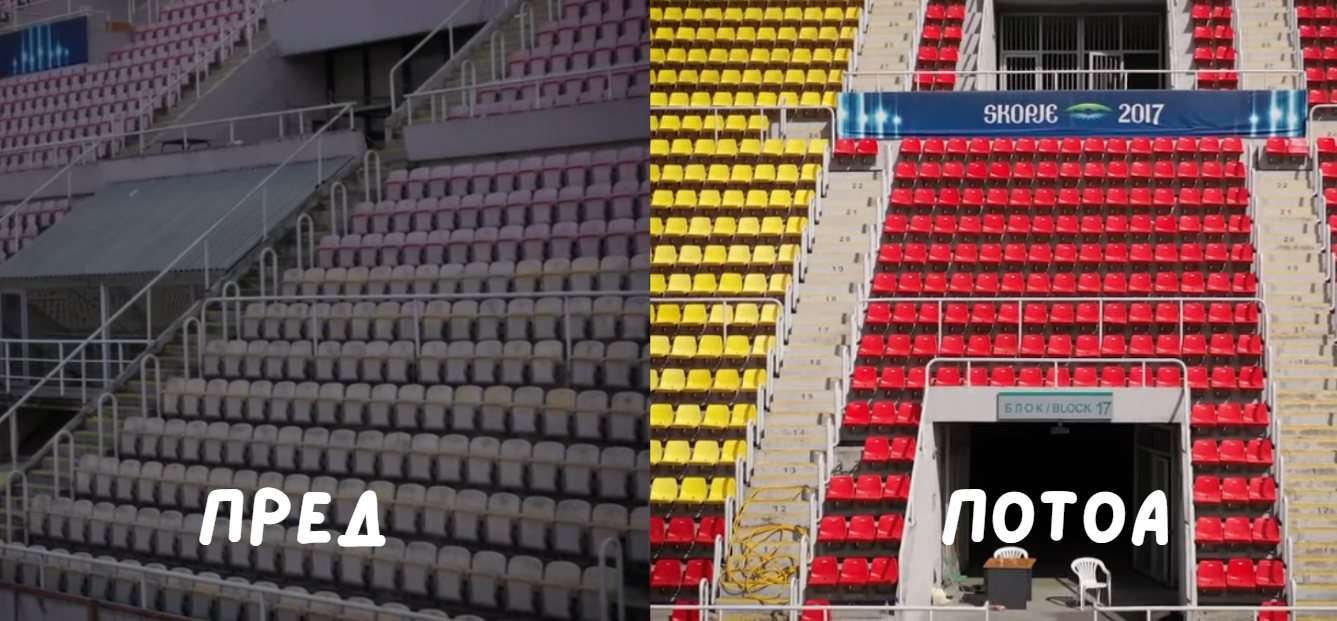 Националната арена блесна во полн сјај: ФФМ ги светна столчињата, ги исчисти трибините, го средува теренот (ВИДЕО)