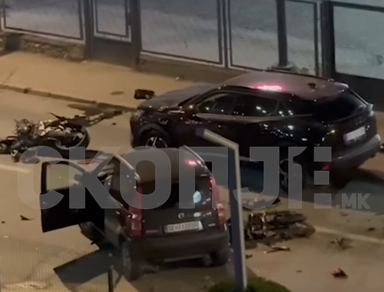 Ужасна несреќа вечерва во Ѓорче: Возачот во тешка состојба, возилото распарчено на пола (ВИДЕО)