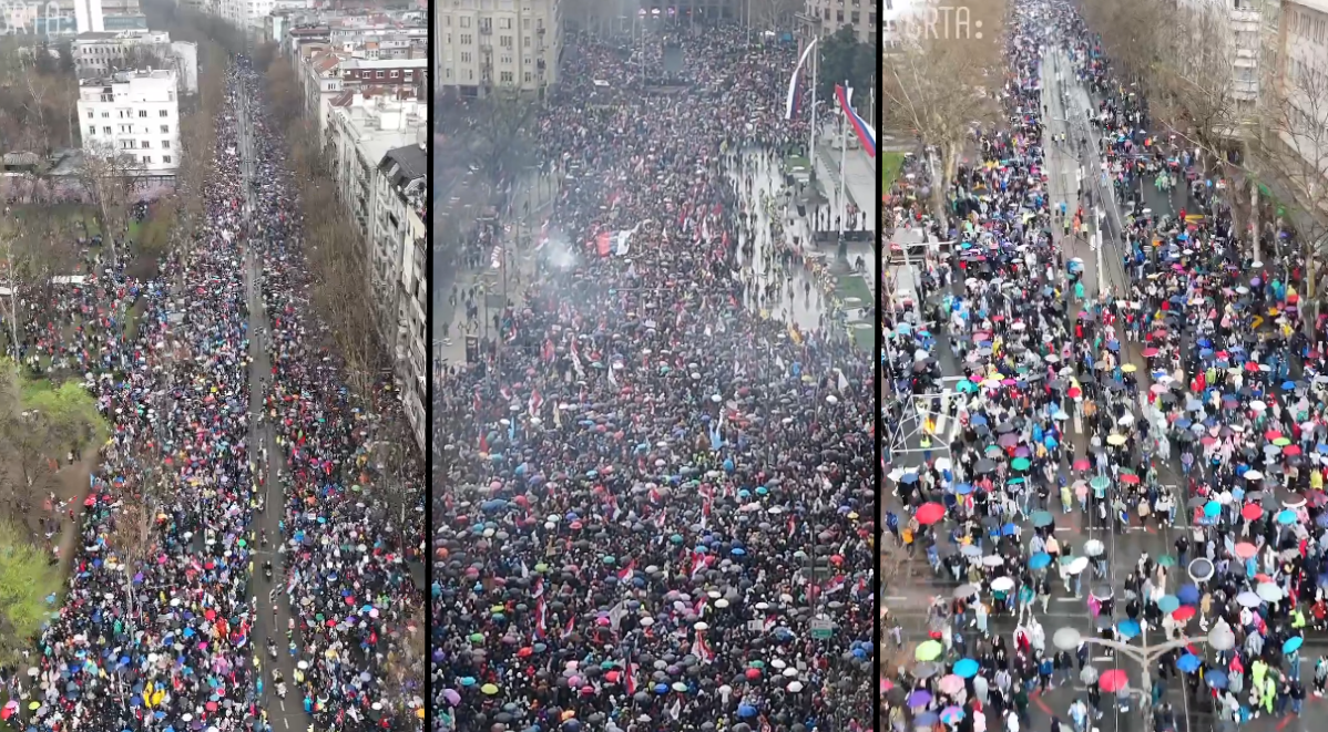 Дали се ова најголемите протести во историјата на Србија? Погледнете ги снимките од дрон! (ВИДЕО)