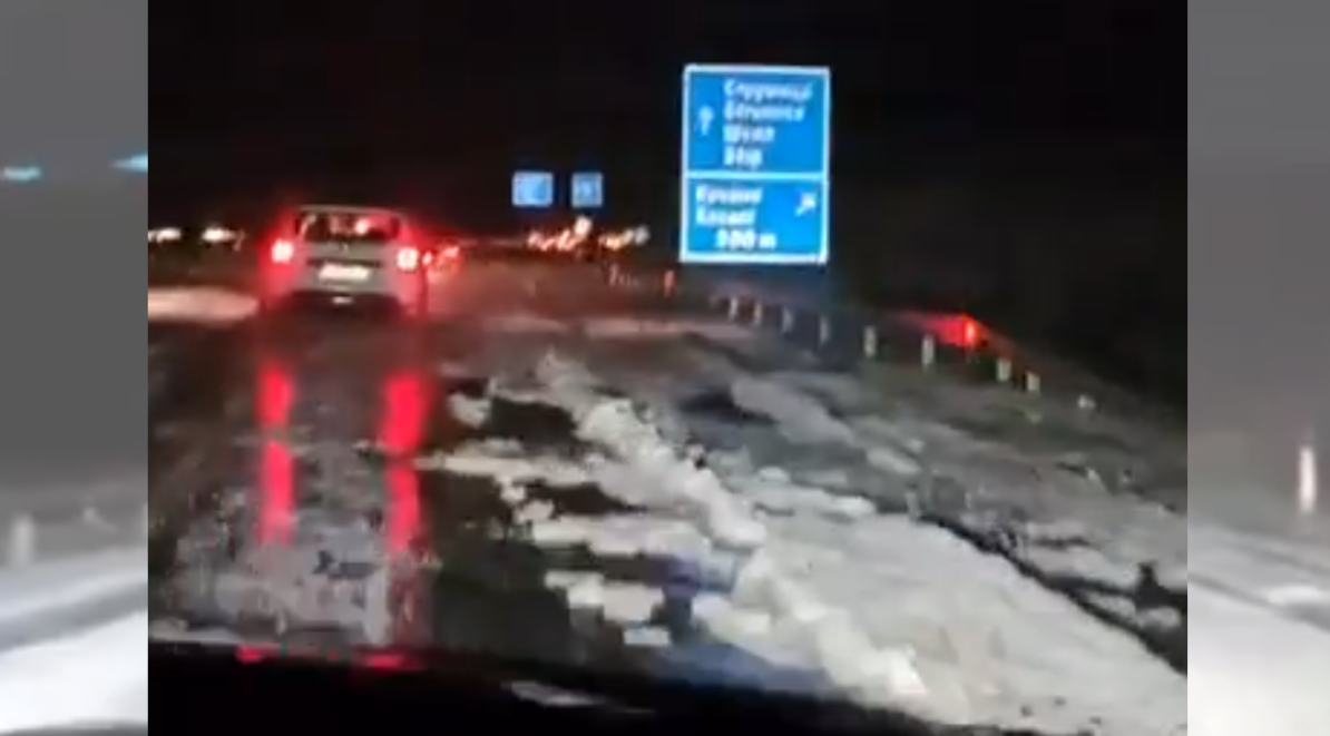 ЕКСКЛУЗИВНО ВИДЕО: Силен град ја зафати источна Македонија, погледнете каква е состојбата на автопатот Миладиновци-Штип