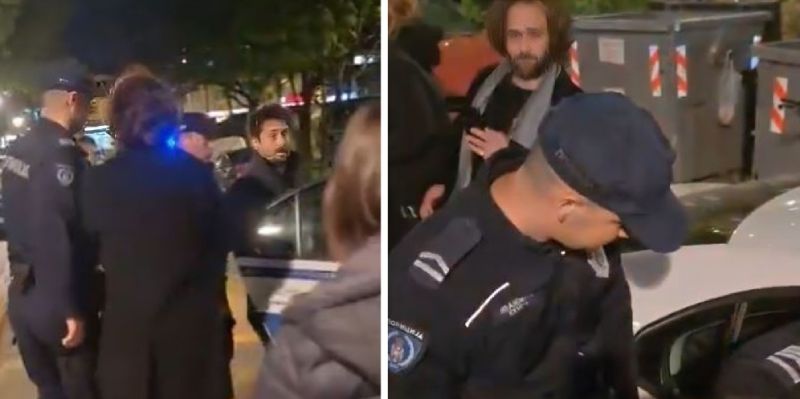 Како сцена со Чарли Чаплин: Српската полиција уапси демонстрант и го стави во автомобил, тој им излезе од другата стрна [ВИДЕО]