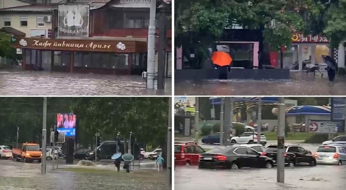Силно невреме го зафати Белград – поплавени улици, хаос во сообраќајот