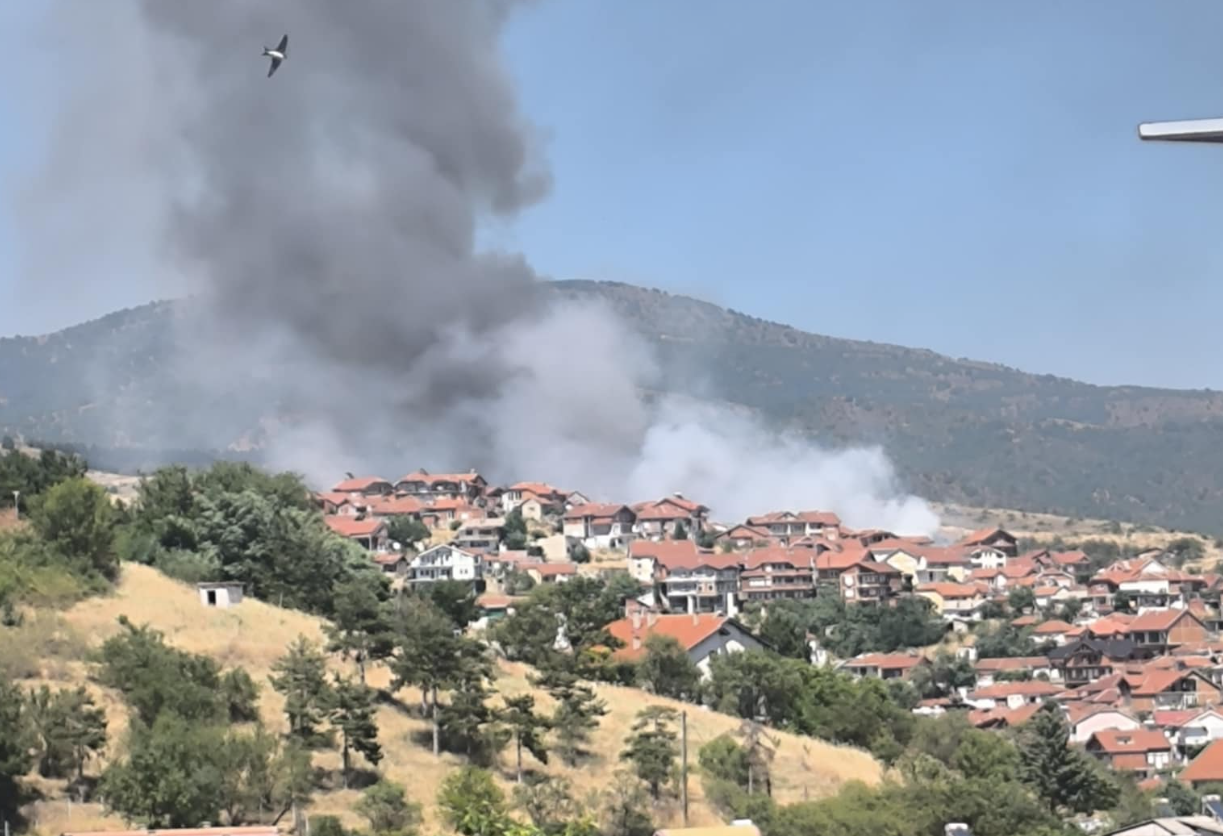 Пожар во населбата Трајаново Трло кај Кочани – интервенираат противпожарни екипи [ФОТО]