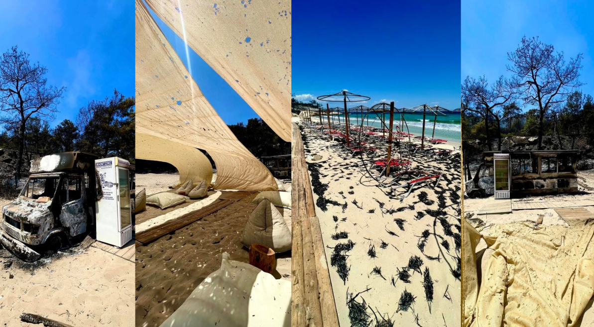 Една од најубавите плажи во Грција, целосно уништена во пожарот кој го зафати островот Тасос