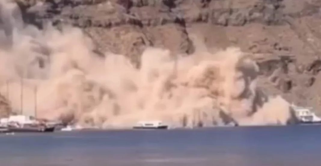 ВИДЕО: Драма на Санторини: Огромен одрон предизвика паника и страв од земјотрес