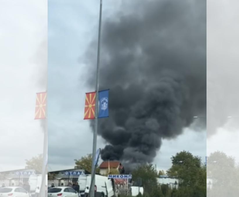 Пожар во отпадот за старо железо „МИКОМП“ кај Прилеп [ВИДЕО]